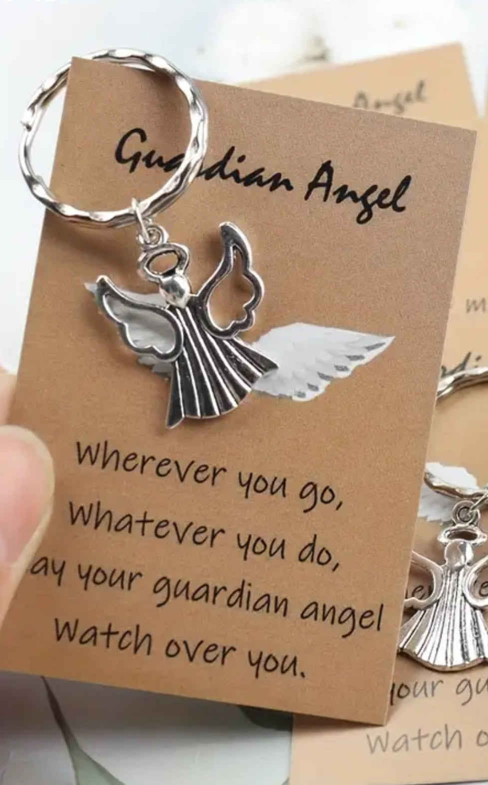 Stainless Steel Pendant Bookmark & Guardian Angle Key Chain