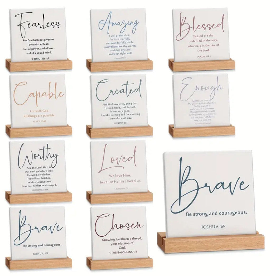 Bible Verse Tile & Stand (2 Pack)