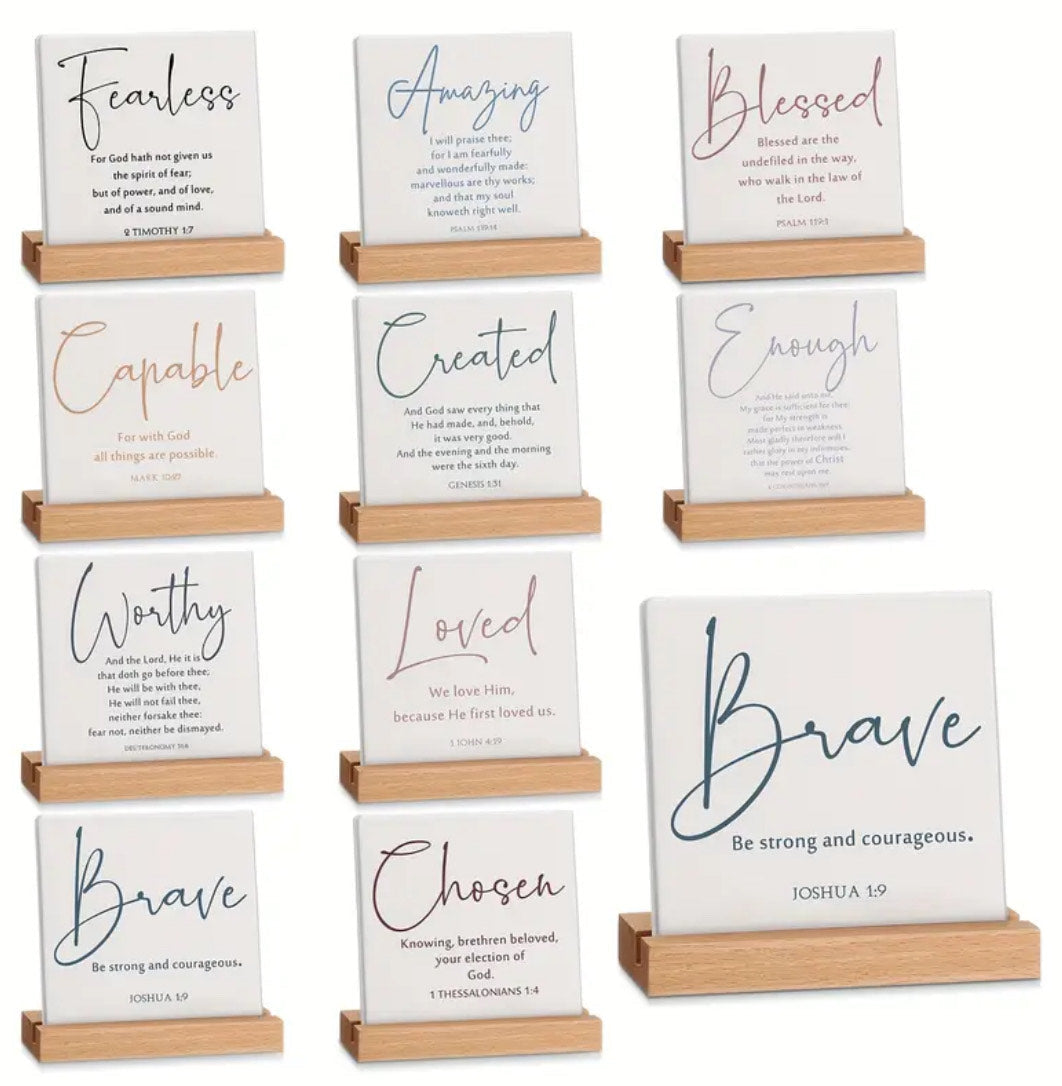 Bible Verse Tile & Stand (2 Pack)